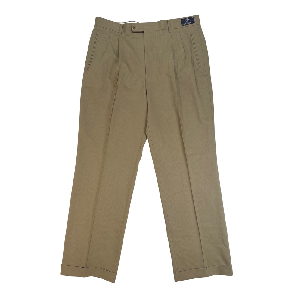 Paul‎ Fredrick Mens Tan 100% Wool Pleated Dress Pants Made in Italy 37R